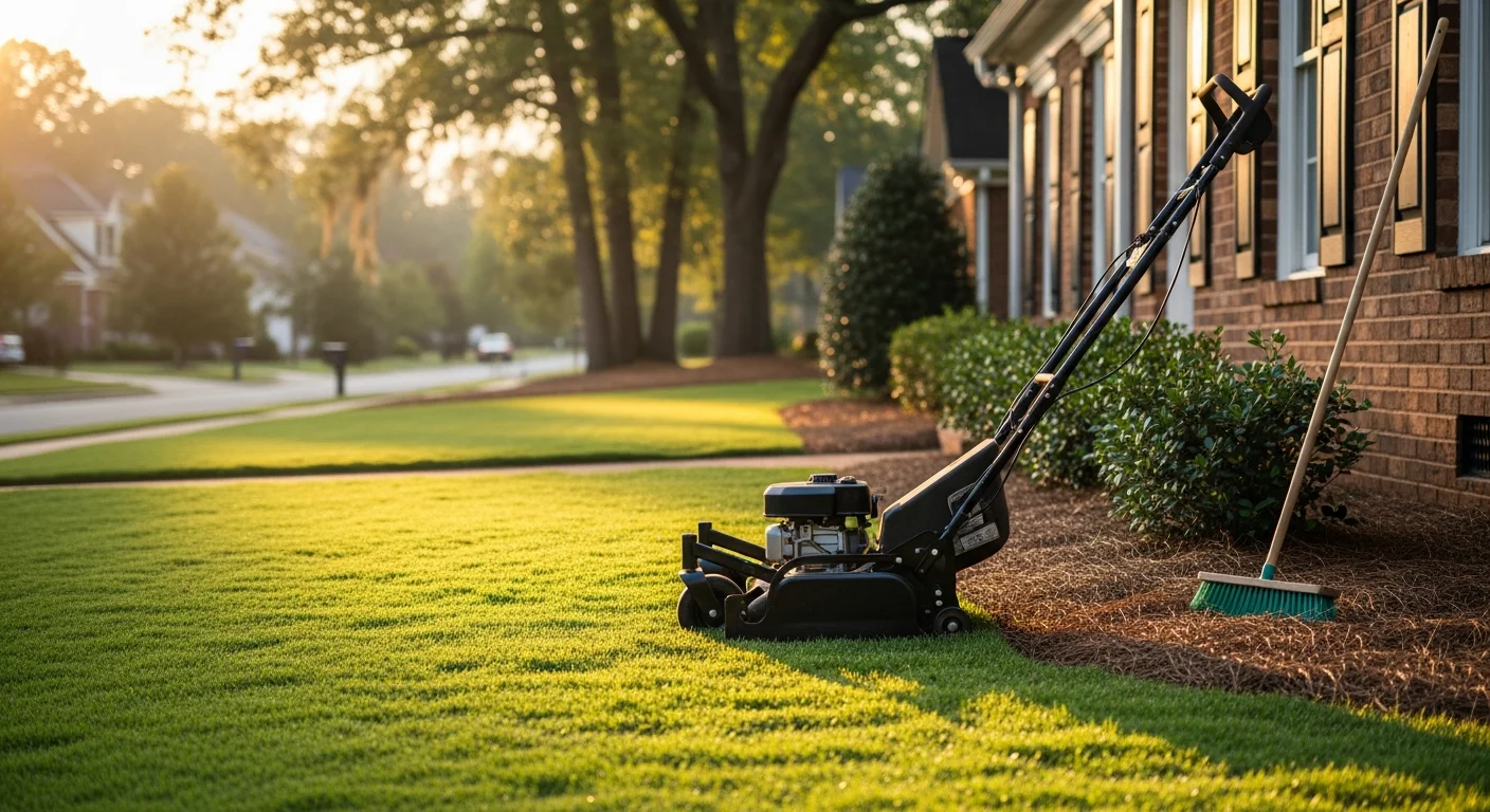 Well-maintained residential lawn with clean edges and healthy grass